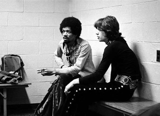 Jimmi Hendrix a Mick Jagger - 1969.